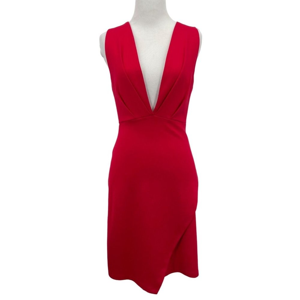 Size Small Sexy Red Mini Cocktail Dress Plunging V-Neck Bodycon NEW Fraiche by J - Picture 1 of 5